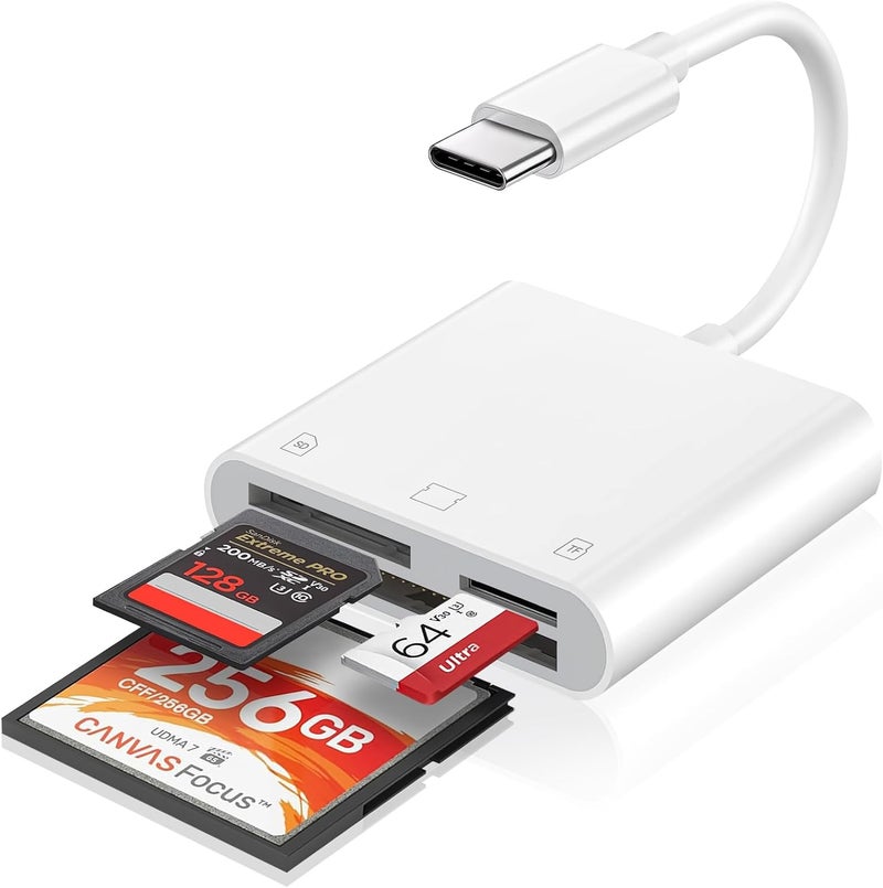 MTIQHS USB C SD Card Reader for iPhone 17/16/15/iPad/Mac, 3 in 1 USBC Memory Card Reader with Compact Flash/CF/SD/TF Card, Digital Camera Adapter iPhone SD Card Reader Compatible with MacBook Pro/Air - Image 1